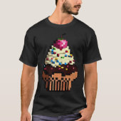 Cupcake Pixel 8 bit Retro Hungry Byte Game Cake Fo T-shirt (Voorkant)