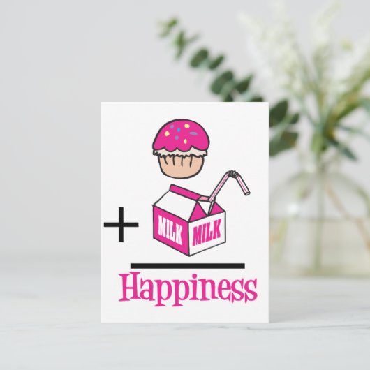 Cupcake plus melkgeluk briefkaart (Staand voorkant)