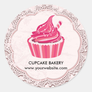 Cupcake Polka Dot Pattern Traditionele Lijst bakke Ronde Sticker