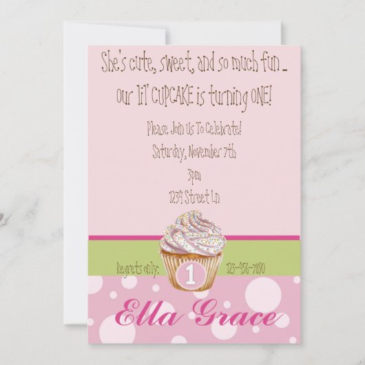 Cupcake & Polka Dots - Groen Kaart (Voorkant)