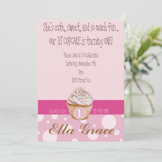 Cupcake & Polka Dots Kaart (Staand voorkant)