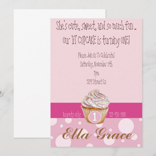 Cupcake & Polka Dots Kaart (Voorkant / Achterkant)