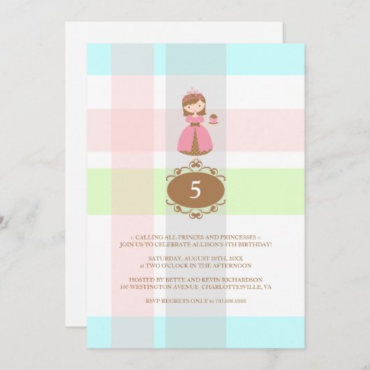 Cupcake Princess Birthday Party Kaart (Voorkant / Achterkant)