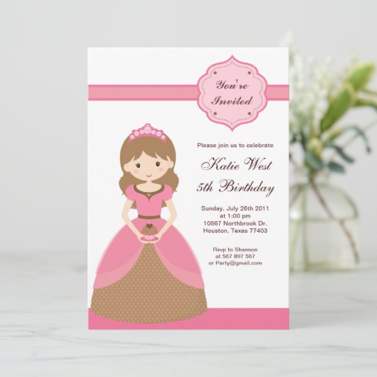 Cupcake Princess Birthday Uitnodiging (Staand voorkant)