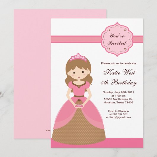 Cupcake Princess Birthday Uitnodiging (Voorkant / Achterkant)