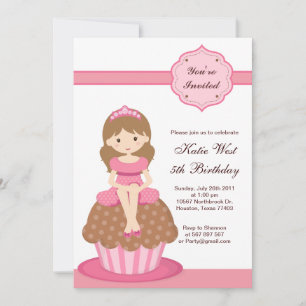 Cupcake Princess Birthday Uitnodiging