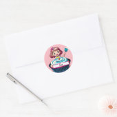 Cupcake Princess met Nametag Magnet Ronde Sticker (Envelop)