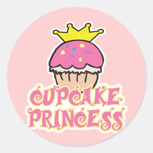 Cupcake Prinses Ronde Sticker (Voorkant)