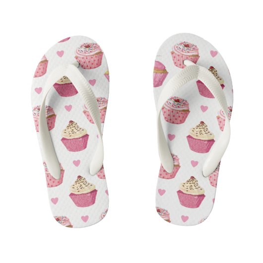Cupcake print Child Flipflops Kinder Teenslippers (Voetbed)
