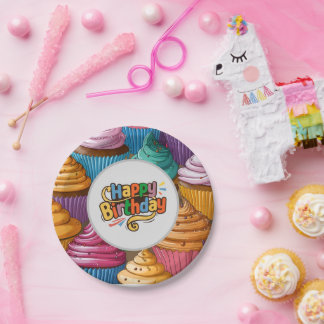 cupcake print kids Verjaardagsfeestje Papier Bord