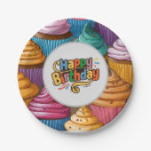 cupcake print kids Verjaardagsfeestje Papier Bord (Voorkant)