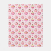 Cupcake Print Pink Blanket Fleece Deken (Voorkant)