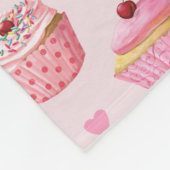 Cupcake Print Pink Blanket Fleece Deken (Hoek)