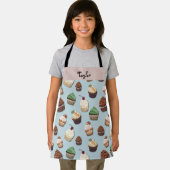 Cupcake Print Voeg Jouw naam Steel Blue Bakery Schort (Insitu)
