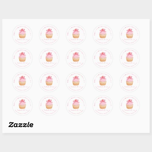 Cupcake Product Label Coquette Roze Bakkerij (Vel)