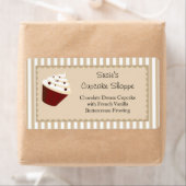 Cupcake product labels, zachte mokka strepen etiket (Insitu)