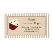 Cupcake product labels, zachte mokka strepen etiket (Voorkant)