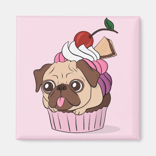 Cupcake Pug Magneet (Voorkant)