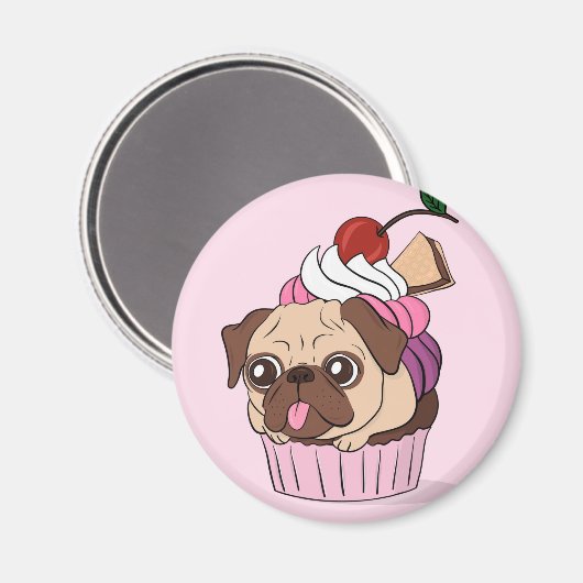 Cupcake Pug Magneet (Voorkant / Achterkant)