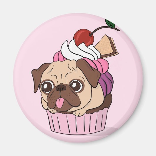 Cupcake Pug Magneet (Voorkant)