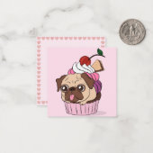 Cupcake Pug Notitiekaartje (Voorkant / Achterkant in situ)