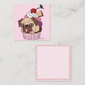 Cupcake Pug Notitiekaartje (Voorkant / Achterkant)