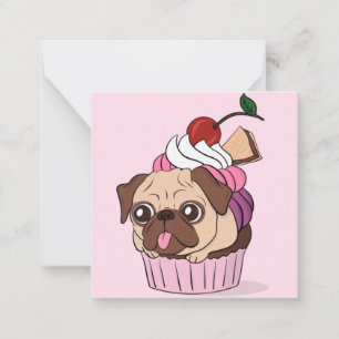 Cupcake Pug Notitiekaartje