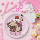 Cupcake Pug Papieren Bordje (Feest)
