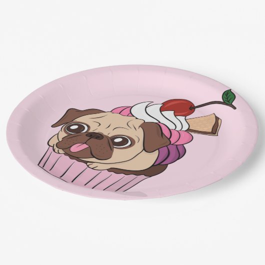 Cupcake Pug Papieren Bordje (Gekanteld)