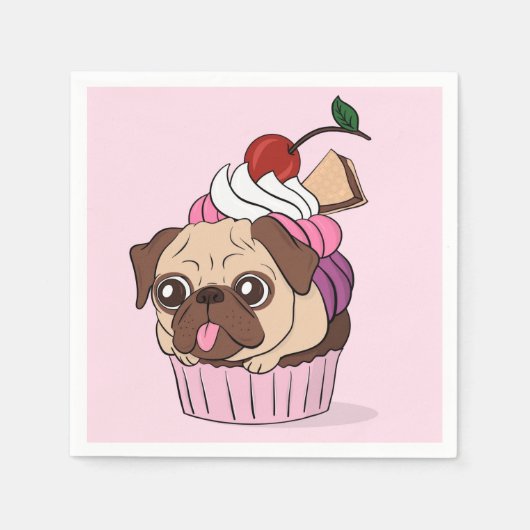Cupcake Pug Servet (Voorkant)