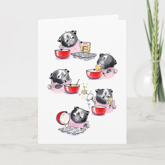 Cupcake Pug verjaardagskaart Kaart (Voorkant)