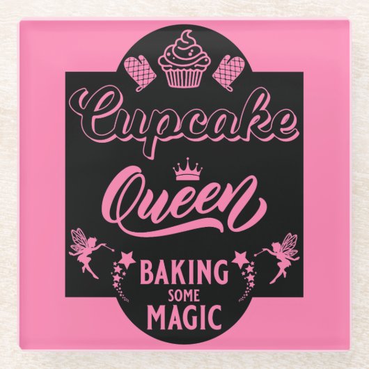 Cupcake Queen Glazen Onderzetter (Voorkant)
