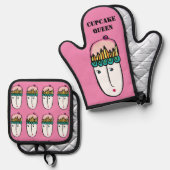 Cupcake Queen Ovenwant & Pannenlap Set (Voorkant / Achterkant)