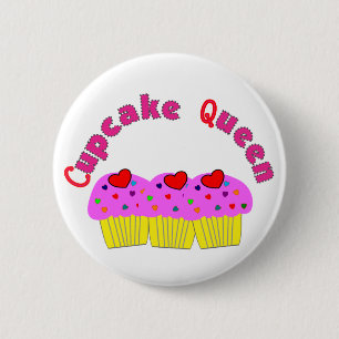 "Cupcake Queen" T-Shirts en Gifts Ronde Button 5,7 Cm