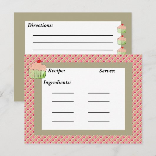 Cupcake Recipe Kaart (Voorkant / Achterkant)