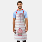 Cupcake, regenboog glitterslierten, strepen  schort (Gedragen)