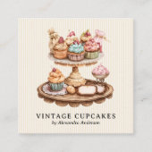 cupcake retro bakkerij vierkante visitekaartje (Voorkant)