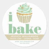 Cupcake Retro Groen Goud Gebak Chef Bake Bold Ronde Sticker (Voorkant)