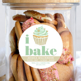 Cupcake Retro Groen Goud Gebak Chef Bake Bold Ronde Sticker
