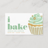 Cupcake Retro Groen Goud Gebak Chef Bake Bold Visitekaartje (Voorkant)