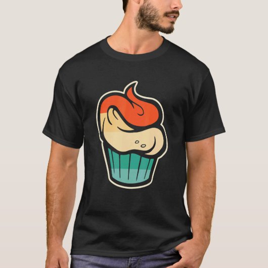 Cupcake Retro Stijl Vintage Cupcake T-shirt (Voorkant)
