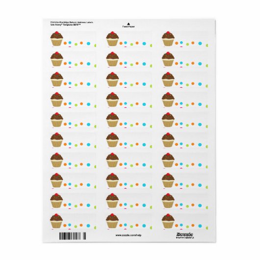 Cupcake Return-adreslabel Etiket (Full Sheet)