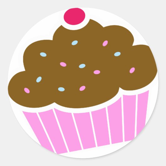 Cupcake Ronde Sticker (Voorkant)
