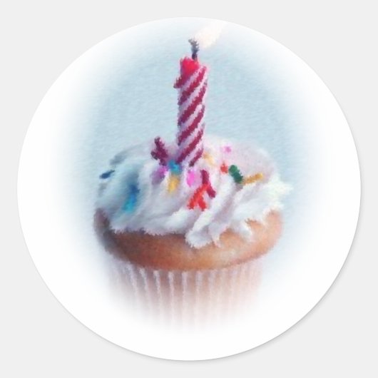 Cupcake Ronde Sticker (Voorkant)