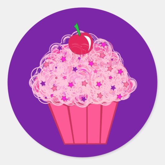 Cupcake Ronde Sticker (Voorkant)