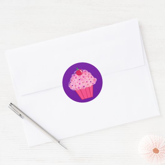 Cupcake Ronde Sticker (Envelop)