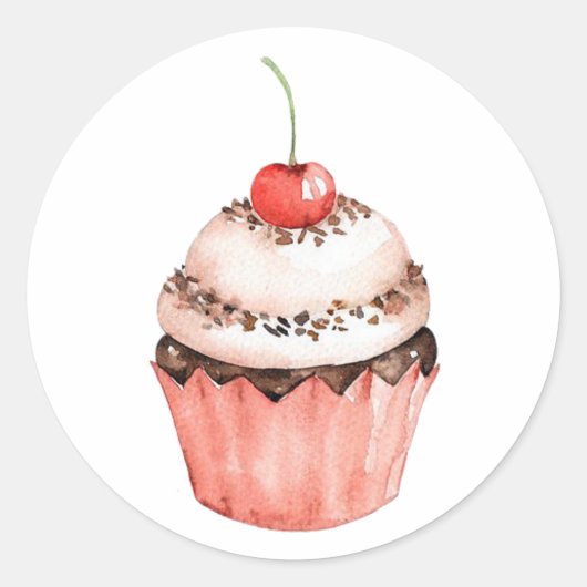 Cupcake Ronde Sticker (Voorkant)