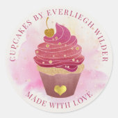 Cupcake Ronde Sticker (Voorkant)