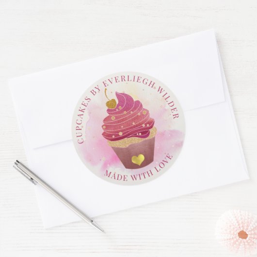 Cupcake Ronde Sticker (Envelop)