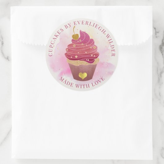 Cupcake Ronde Sticker (Tas)